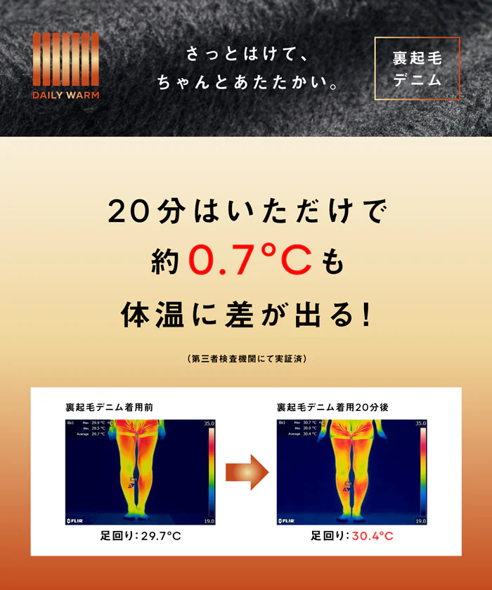 【DAILY WARM】裏起毛デニムフレアパンツ レディース 送料無料/メール便不可 - Image 3
